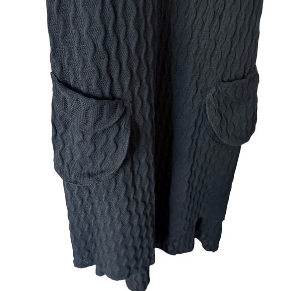 Aug 27 am Black Cotton Lagenlook Midi Dress with Pockets Size Large - Picture 7 of 8